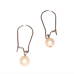 Cream Pearl Drop Handmade Earrings Stainless Steel Wire Mini Dangle Pearls KATTA